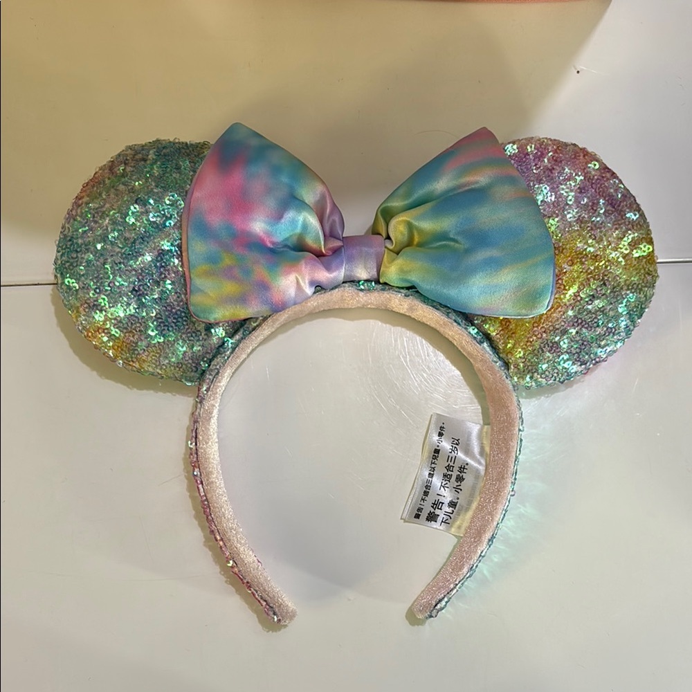 Disney Sequin tie dye Ears with Pastel Bow